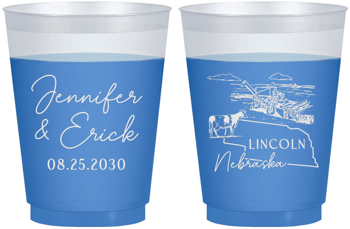Custom Wedding 16 oz Color Changing Frosted Cups - Nebraska | 176