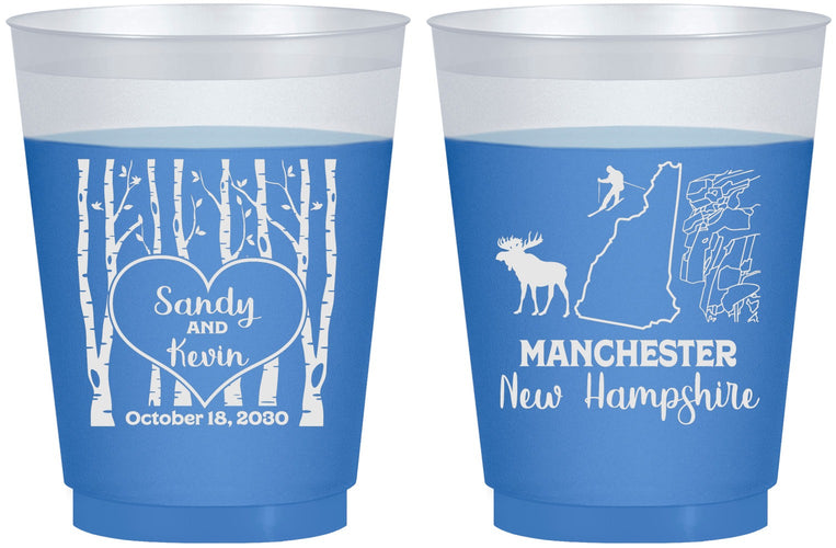 Custom Wedding 16 oz Color Changing Frosted Cups - New Hampshire | 178