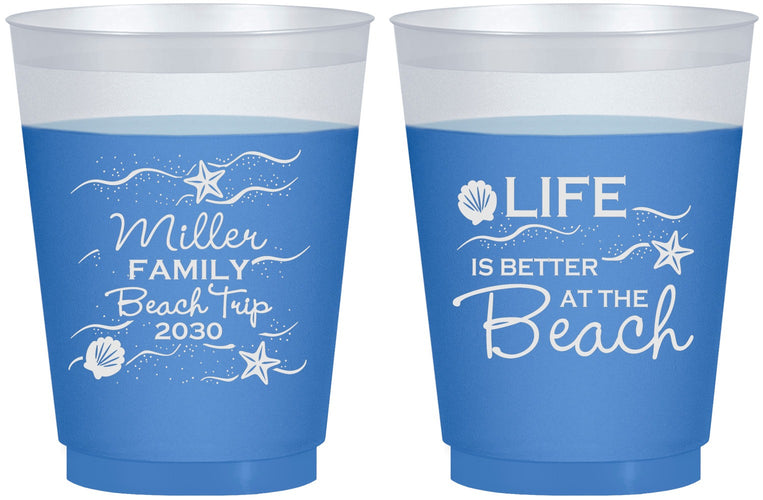 Custom Family Vacation 16 oz Color Changing Frosted Cups - Life Is Better At The Beach | 180001