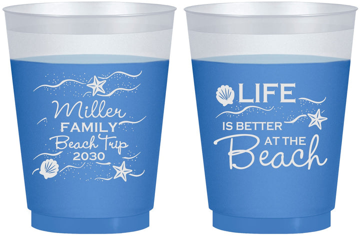 Custom Family Vacation 16 oz Color Changing Frosted Cups - Life Is Better At The Beach | 180001