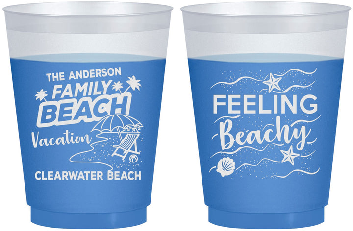 Custom Family Vacation 16 oz Color Changing Frosted Cups - Feeling Beachy | 180002