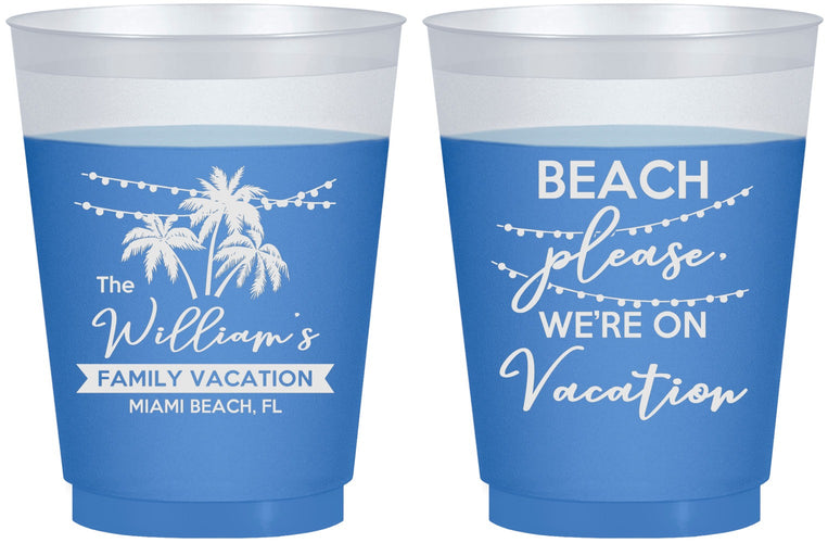 Custom Family Vacation 16 oz Color Changing Frosted Cups - Beach Please | 180004
