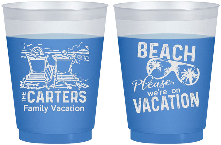 Custom Family Vacation 16 oz Color Changing Frosted Cups - Relax We Are On Vacation | 180006
