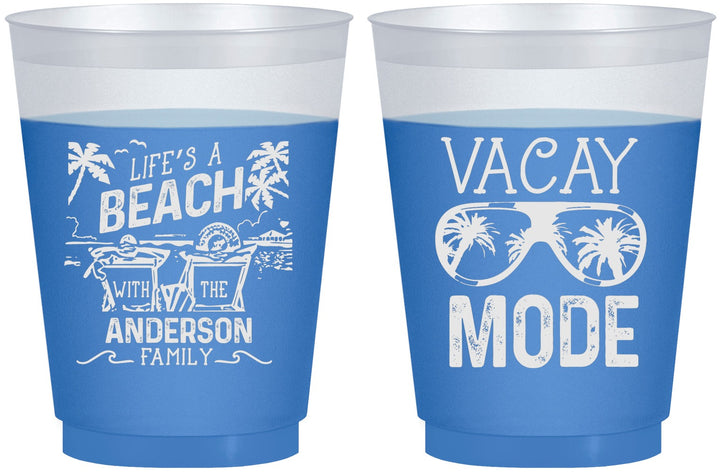 Custom Family Vacation 16 oz Color Changing Frosted Cups - Lifes A Beach | 180008