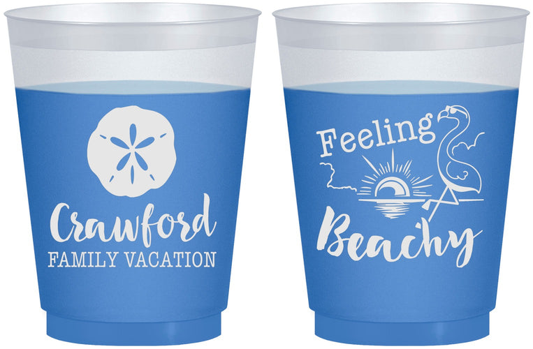 Custom Family Vacation 16 oz Color Changing Frosted Cups - Feeling Beachy | 180009