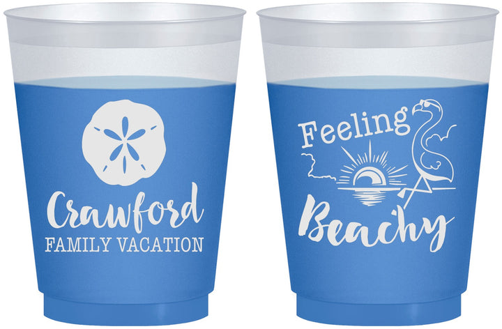 Custom Family Vacation 16 oz Color Changing Frosted Cups - Feeling Beachy | 180009