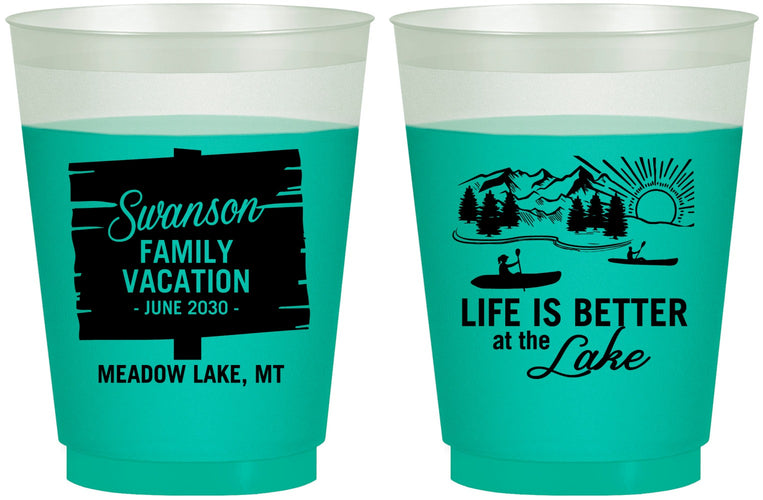Custom Family Vacation 16 oz Color Changing Frosted Cups - Life Is Better At The Lake | 180010