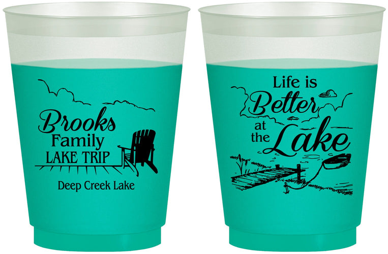 Custom Family Vacation 16 oz Color Changing Frosted Cups - Lake Camping | 180012