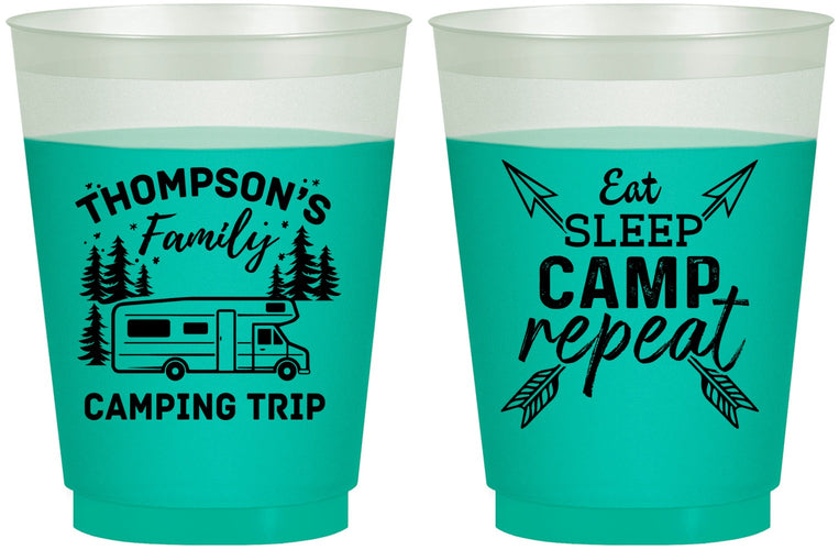 Custom Family Vacation 16 oz Color Changing Frosted Cups - Camping Trip | 180016