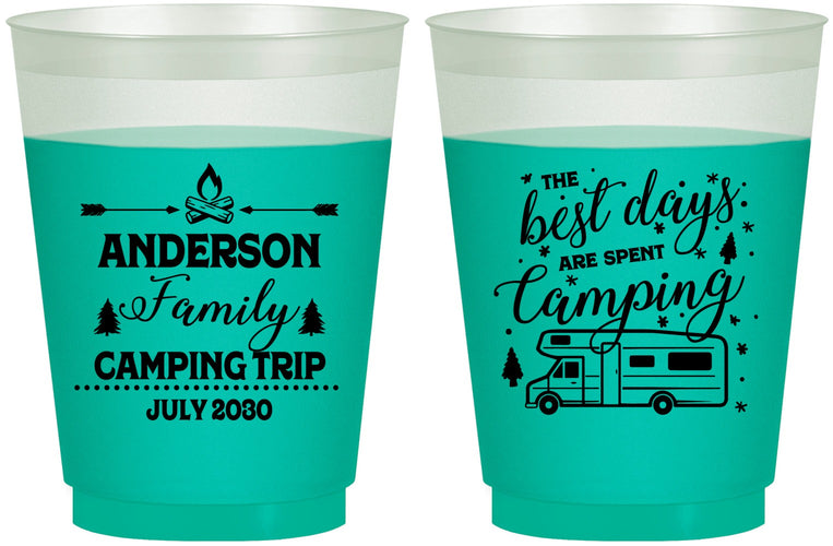 Custom Family Vacation 16 oz Color Changing Frosted Cups - Camping Trip | 180017