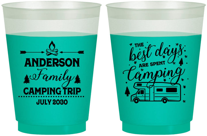 Custom Family Vacation 16 oz Color Changing Frosted Cups - Camping Trip | 180017