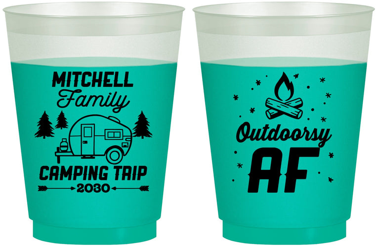 Custom Family Vacation 16 oz Color Changing Frosted Cups - Camping Trip | 180018