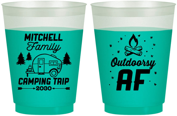 Custom Family Vacation 16 oz Color Changing Frosted Cups - Camping Trip | 180018