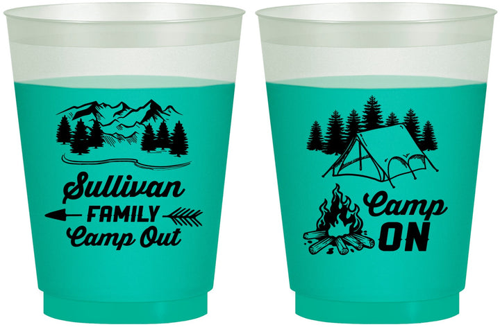 Custom Family Vacation 16 oz Color Changing Frosted Cups - Family Camp Out | 180019