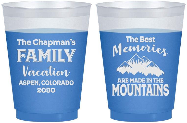 Custom Family Vacation 16 oz Color Changing Frosted Cups - Mountains | 180021