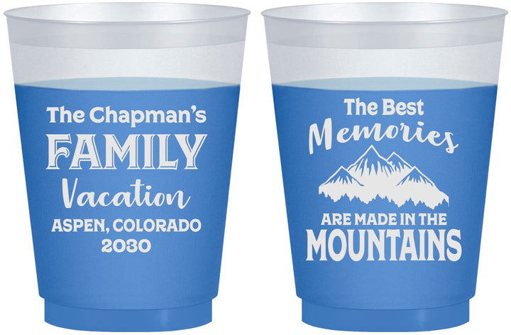 Custom Family Vacation 16 oz Color Changing Frosted Cups - Mountains | 180021