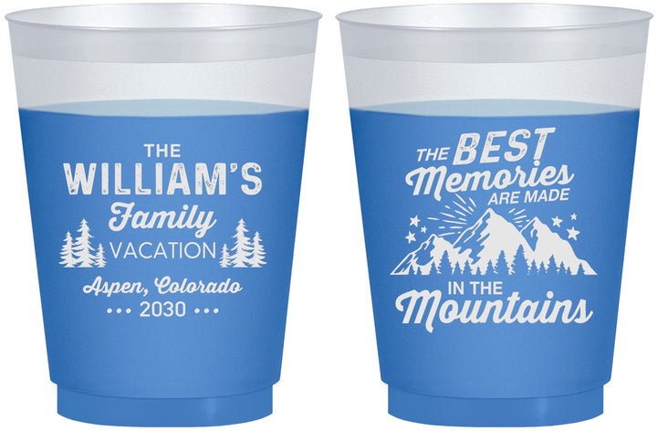 Custom Family Vacation 16 oz Color Changing Frosted Cups - Mountains | 180022