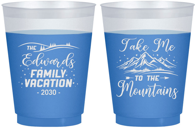 Custom Family Vacation 16 oz Color Changing Frosted Cups - Mountains | 180024