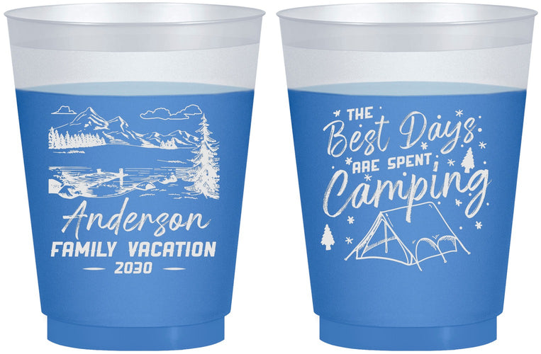 Custom Family Vacation 16 oz Color Changing Frosted Cups - Camping Trip | 180025