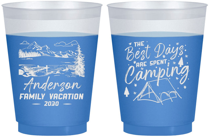 Custom Family Vacation 16 oz Color Changing Frosted Cups - Camping Trip | 180025