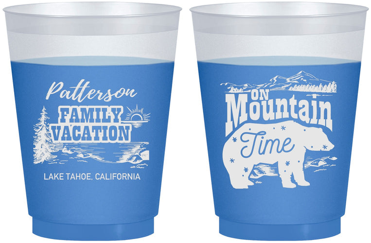 Custom Family Vacation 16 oz Color Changing Frosted Cups - Mountain | 180028