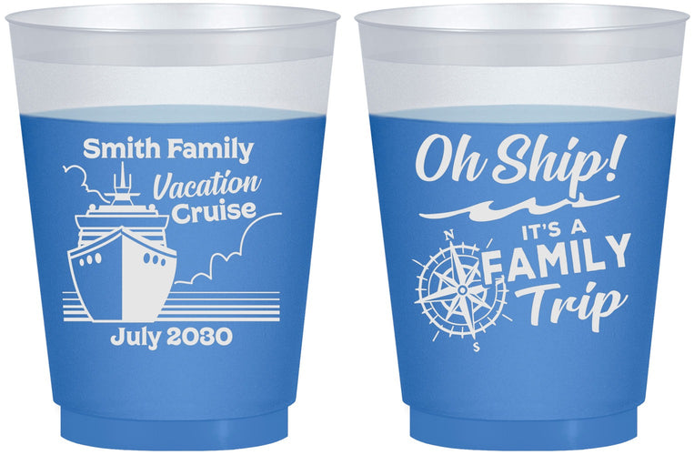 Custom Family Vacation 16 oz Color Changing Frosted Cups - Oh Ship Cruise | 180030