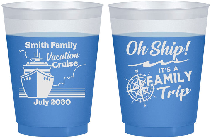 Custom Family Vacation 16 oz Color Changing Frosted Cups - Oh Ship Cruise | 180030
