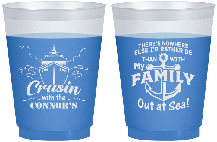 Custom Family Vacation 16 oz Color Changing Frosted Cups - Nautical Cruise | 180031