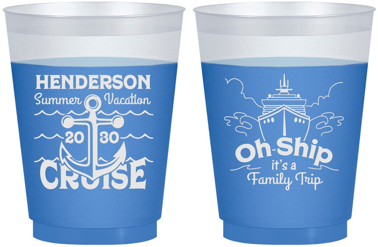 Custom Family Vacation 16 oz Color Changing Frosted Cups - Oh Ship Cruise | 180032