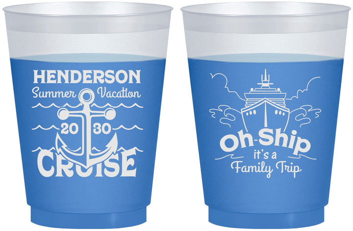 Custom Family Vacation 16 oz Color Changing Frosted Cups - Oh Ship Cruise | 180032
