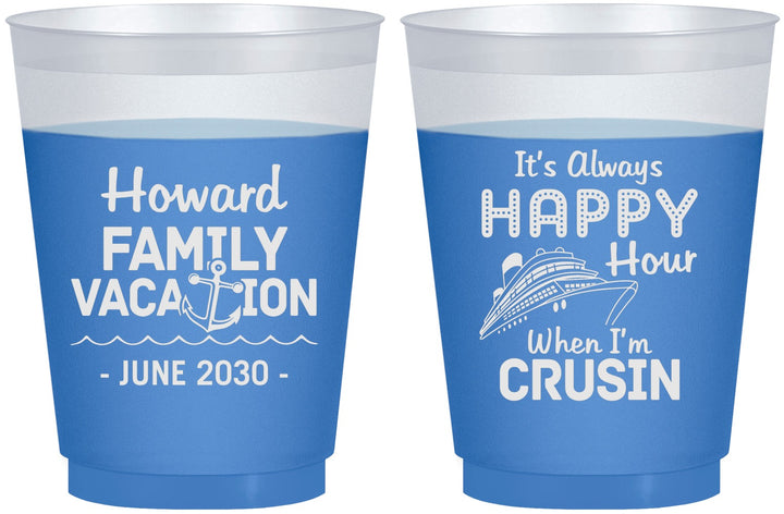 Custom Family Vacation 16 oz Color Changing Frosted Cups - Crusin Cruise | 180033