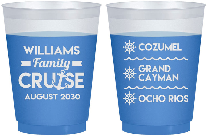 Custom Family Vacation 16 oz Color Changing Frosted Cups - Nautical Cruise | 180034
