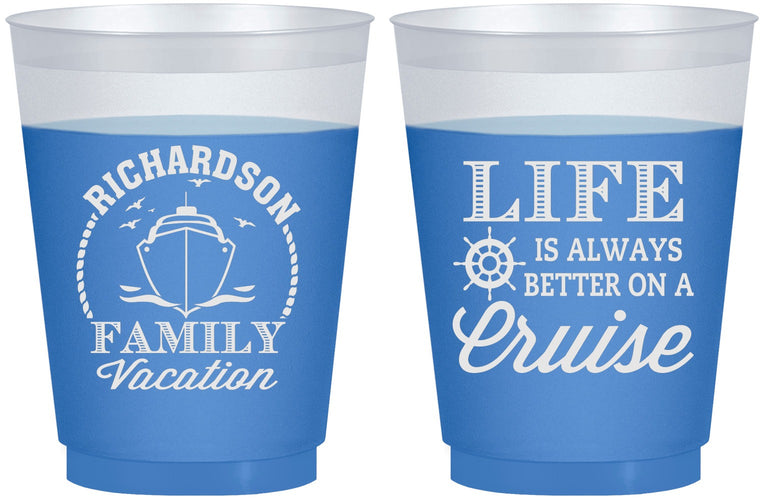Custom Family Vacation 16 oz Color Changing Frosted Cups - Cruise Ship | 180036