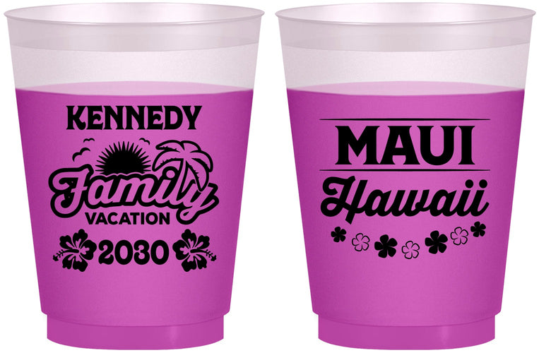 Custom Family Vacation 16 oz Color Changing Frosted Cups - Hawaii | 180040