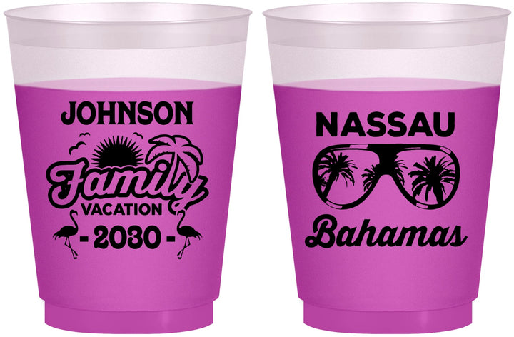 Custom Family Vacation 16 oz Color Changing Frosted Cups - Bahamas | 180041