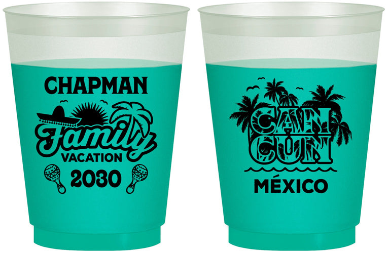 Custom Family Vacation 16 oz Color Changing Frosted Cups - Cancun | 180042
