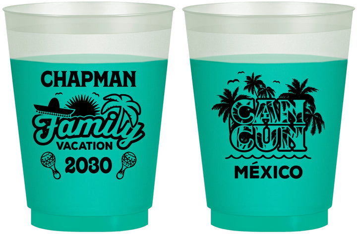 Custom Family Vacation 16 oz Color Changing Frosted Cups - Cancun | 180042