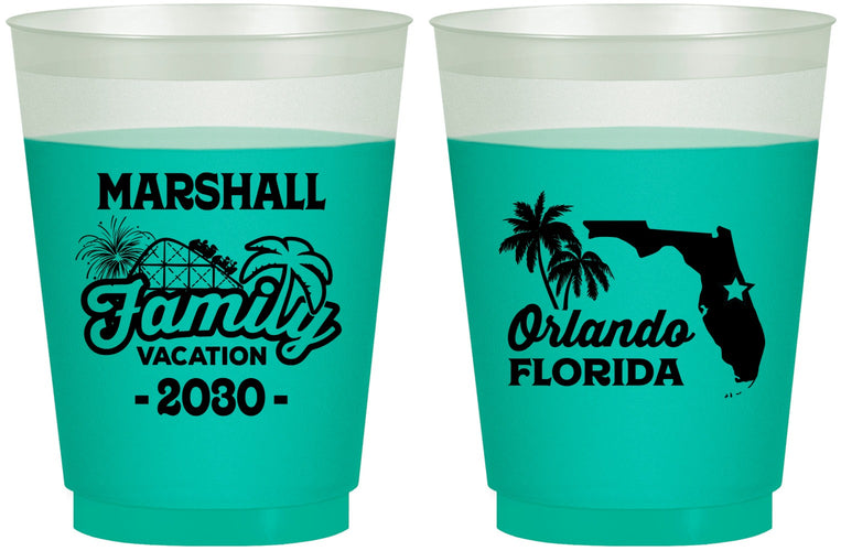 Custom Family Vacation 16 oz Color Changing Frosted Cups - Orlando | 180043