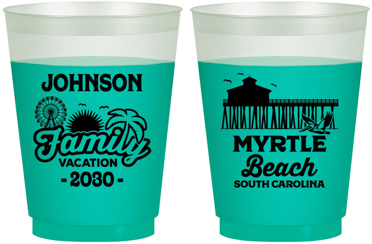 Custom Family Vacation 16 oz Color Changing Frosted Cups - Myrtle Beach | 180045