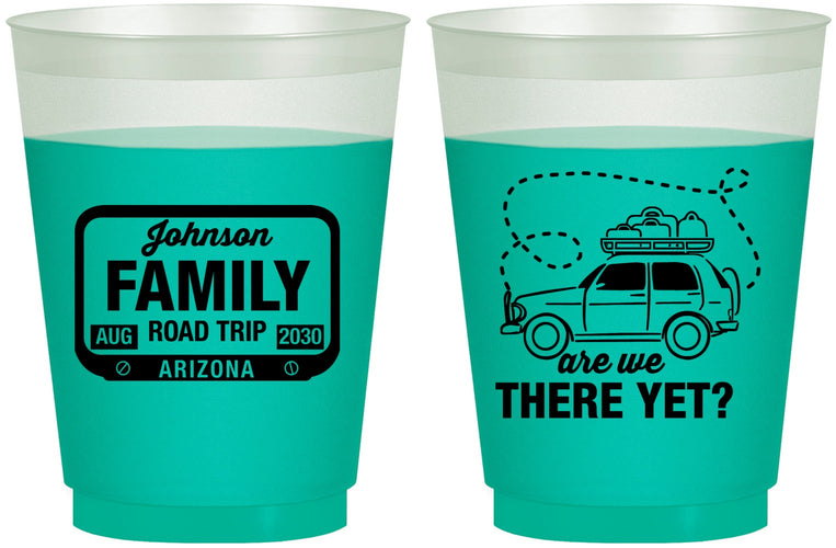 Custom Family Vacation 16 oz Color Changing Frosted Cups - Road Trip Car | 180050