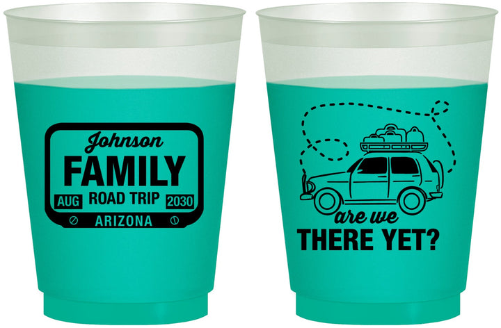 Custom Family Vacation 16 oz Color Changing Frosted Cups - Road Trip Car | 180050