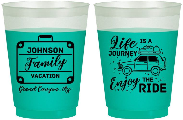 Custom Family Vacation 16 oz Color Changing Frosted Cups - Road Trip Car | 180051