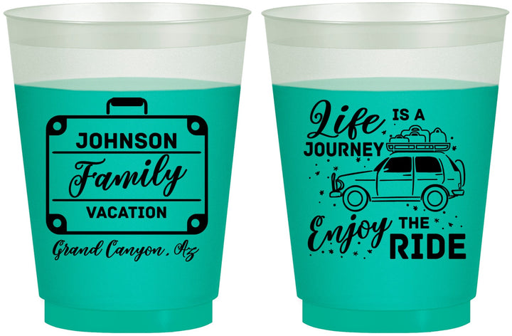 Custom Family Vacation 16 oz Color Changing Frosted Cups - Road Trip Car | 180051