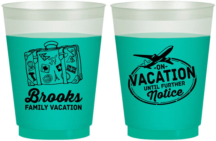 Custom Family Vacation 16 oz Color Changing Frosted Cups - Road Trip Plane | 180052