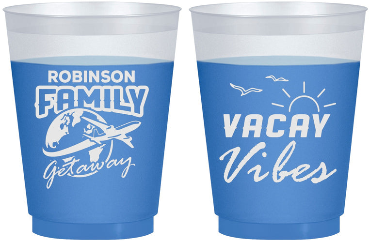 Custom Family Vacation 16 oz Color Changing Frosted Cups - Vacay Vibes | 180057