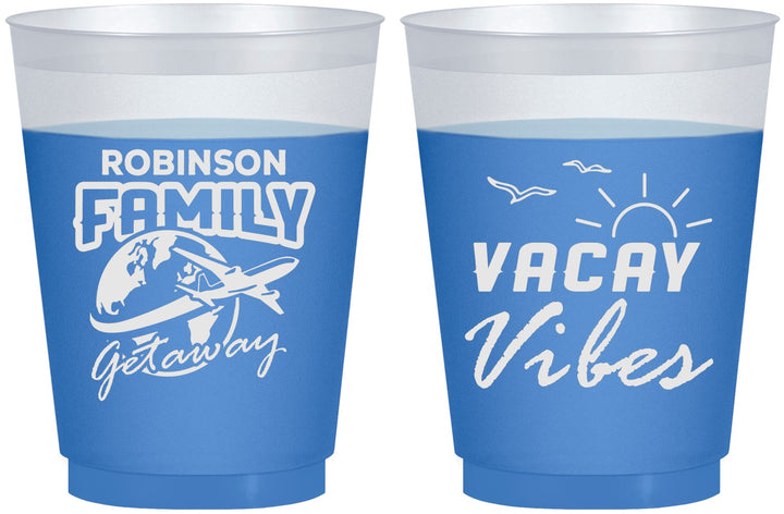 Custom Family Vacation 16 oz Color Changing Frosted Cups - Vacay Vibes | 180057