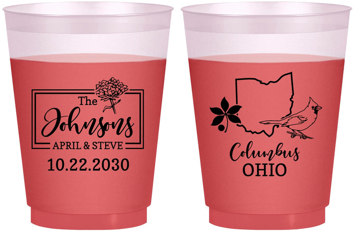 Custom Wedding 16 oz Color Changing Frosted Cups - Ohio | 184