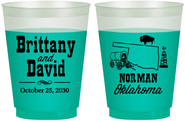 Custom Wedding 16 oz Color Changing Frosted Cups - Oklahoma | 185