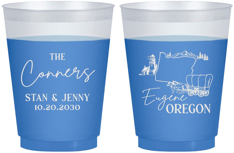 Custom Wedding 16 oz Color Changing Frosted Cups - Oregon | 186
