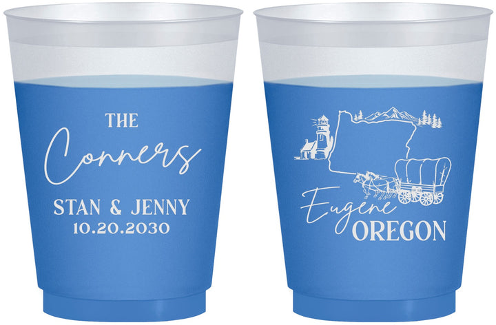 Custom Wedding 16 oz Color Changing Frosted Cups - Oregon | 186